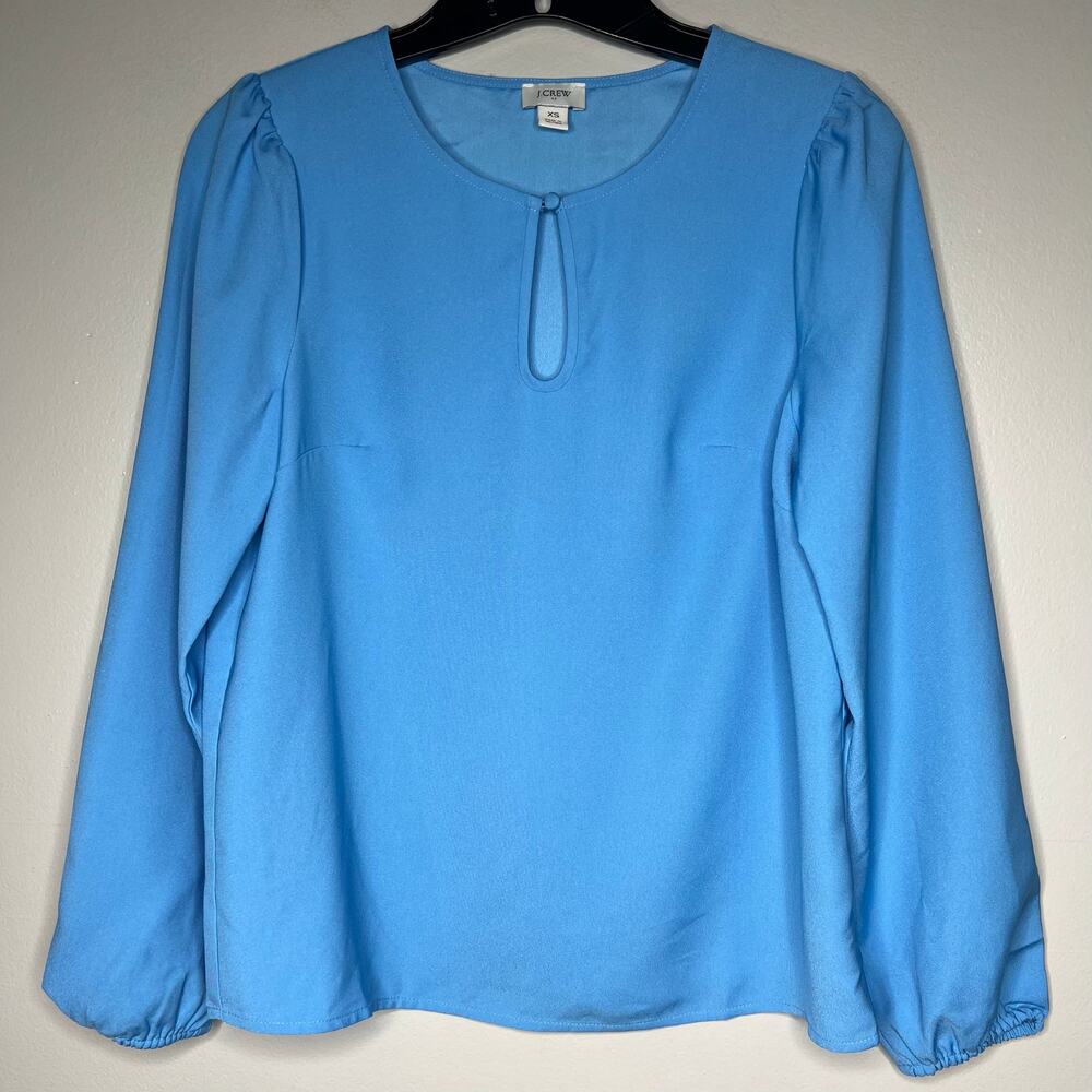 J.Crew Womens Powder Blue Long Sleeve Blouse Sz XS Puff Long Sleeve Professional